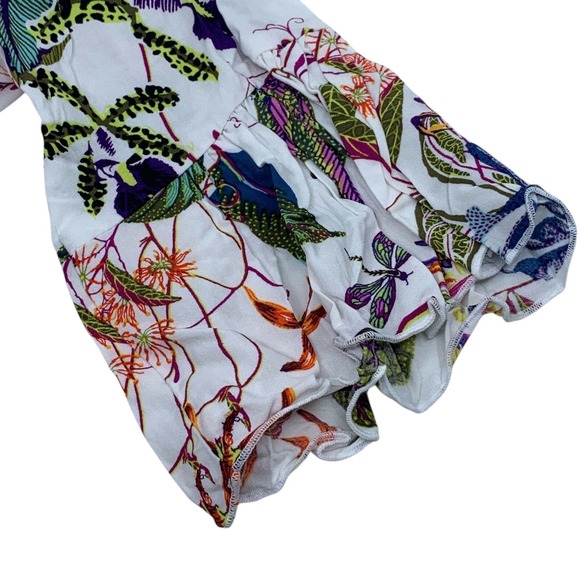 NWT H&M Women's 3/4 Ruffled Sleeve Dress White Multi Floral Botanical Size 6 - Picture 4 of 10